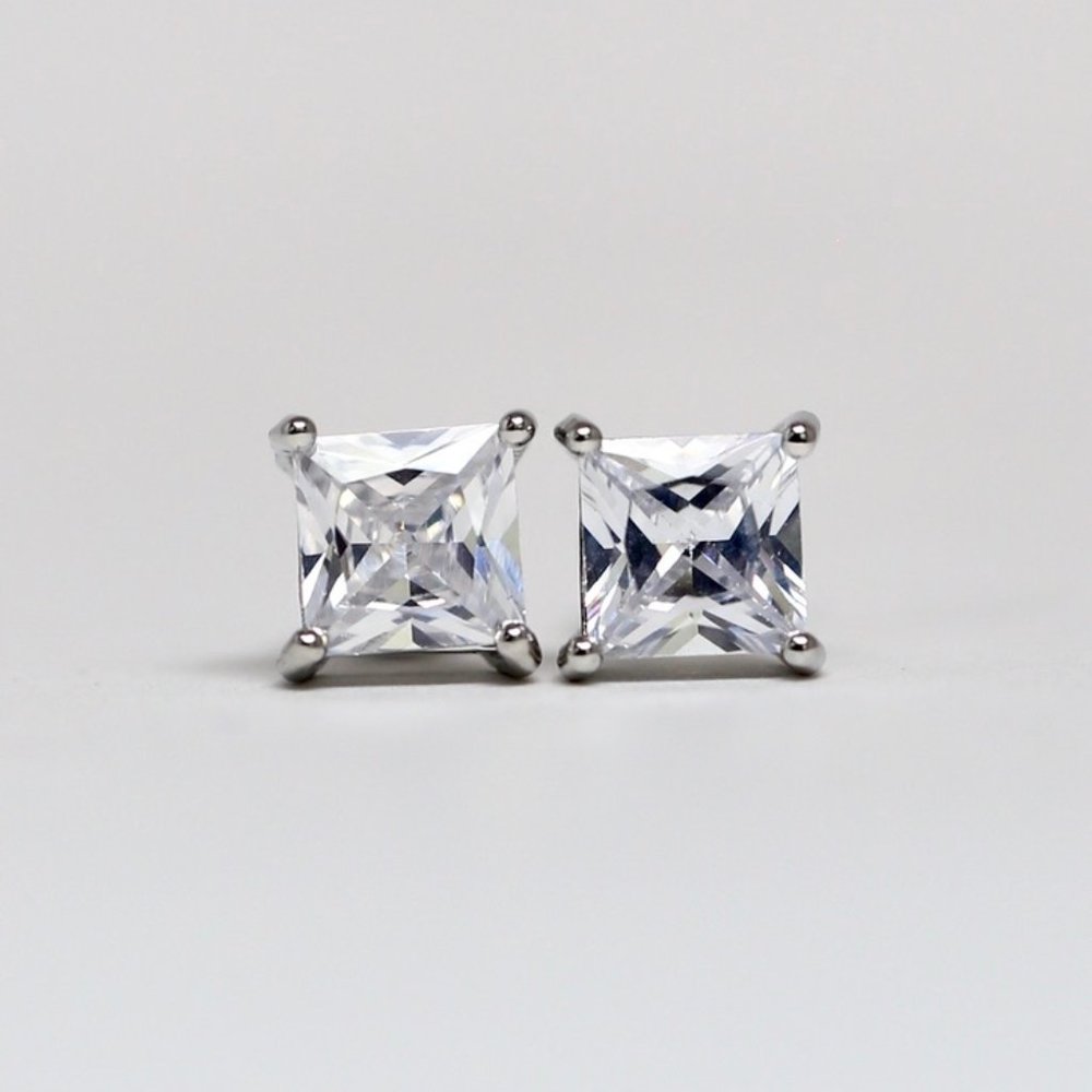 18k Gold Dipped White Topaz Princess Cut - Picture 9 of 9